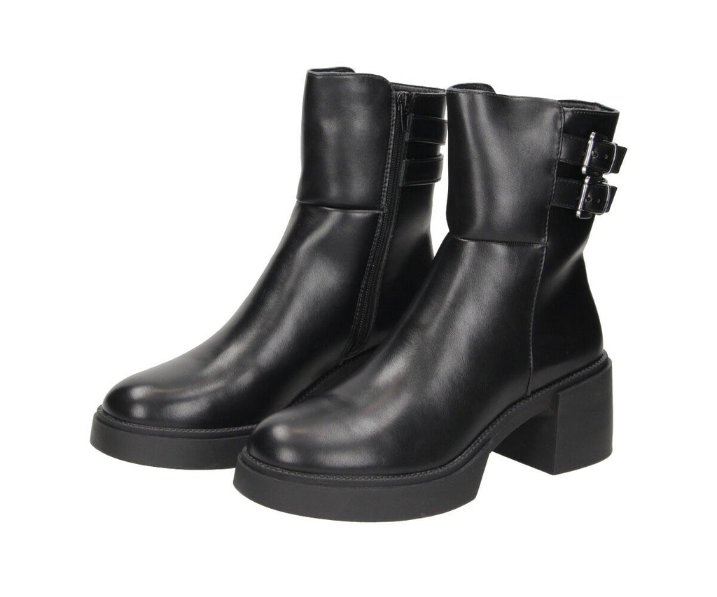 Berta in Black PU- Damen Stiefelette