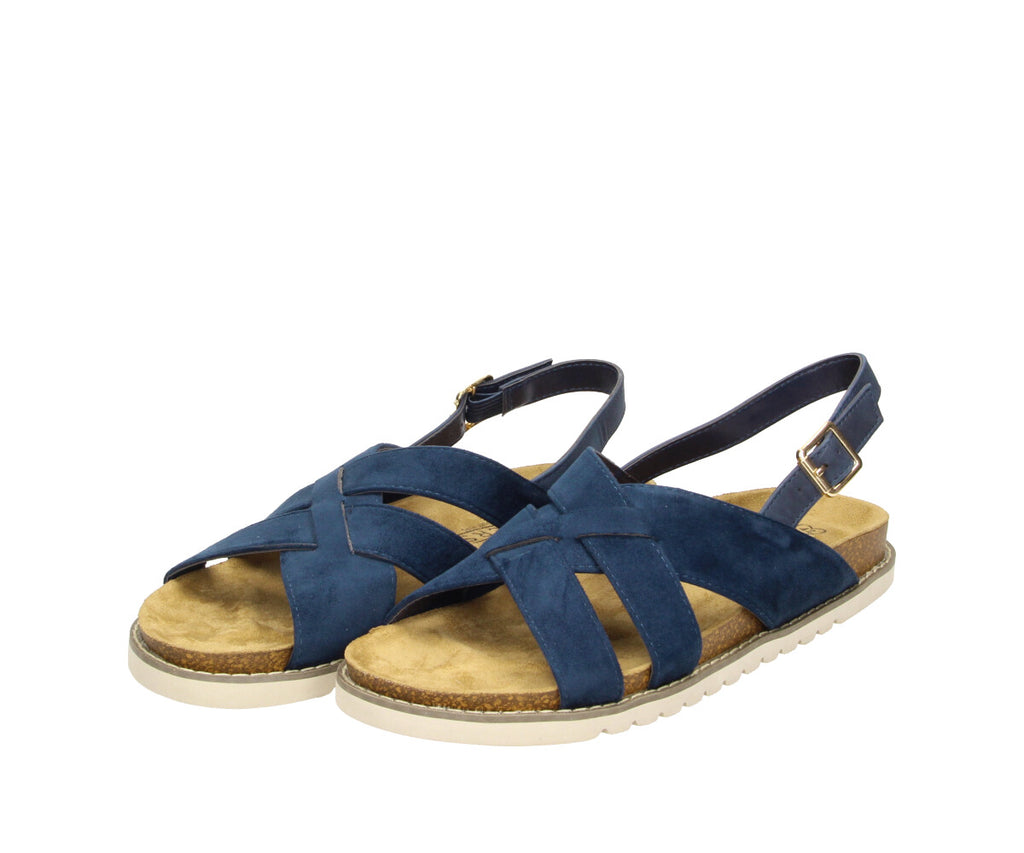 Marlis in Dunkelblau mit verstellbarem Sling - Damen Kork - Sandale