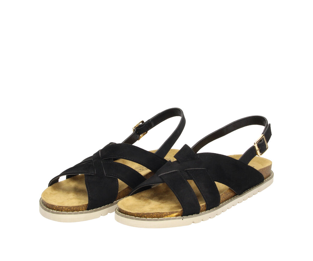Marlis in Schwarz mit verstellbarem Sling - Damen Kork - Sandale